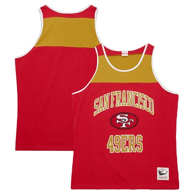 Men's Mitchell & Ness Scarlet/Gold San Francisco 49ers  Heritage Colorblock Tank Top