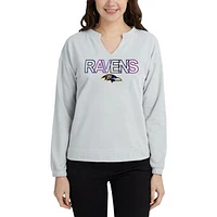 Women's Concepts Sport Gray Baltimore Ravens Sunray Notch Neck Long Sleeve T-Shirt