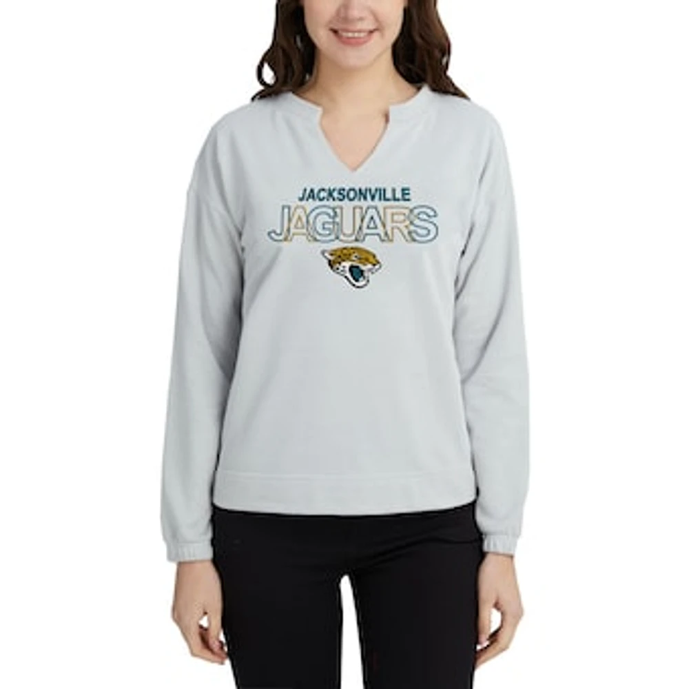 Women's Concepts Sport Gray Jacksonville Jaguars Sunray Notch Neck Long Sleeve T-Shirt