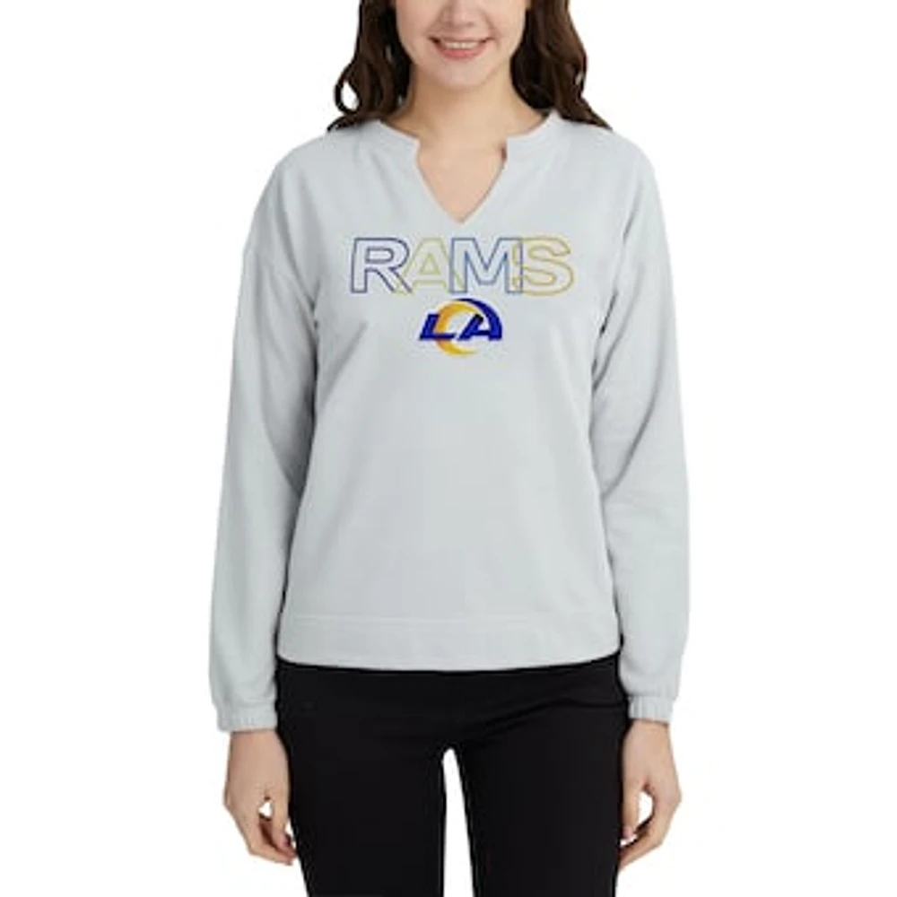 Women's Concepts Sport Gray Los Angeles Rams Sunray Notch Neck Long Sleeve T-Shirt