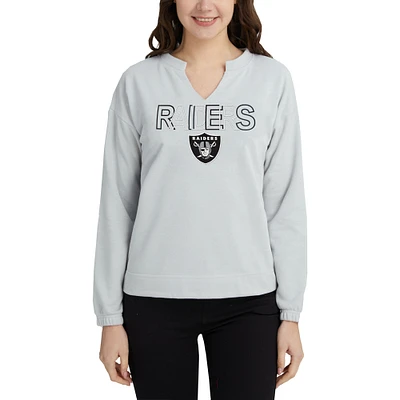 Women's Concepts Sport Gray Las Vegas Raiders Sunray Notch Neck Long Sleeve T-Shirt