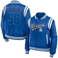 Women's WEAR by Erin Andrews Royal Los Angeles Dodgers Football Bomber Full-Zip Jacket