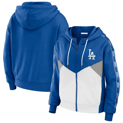 Women's WEAR by Erin Andrews  Royal/White Los Angeles Dodgers Plus Size Color Block Full-Zip Hoodie