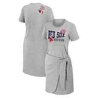 Women's WEAR by Erin Andrews Heather Gray Boston Red Sox  Knotted T-Shirt Dress