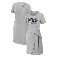 Women's WEAR by Erin Andrews Heather Gray New York Yankees  Knotted T-Shirt Dress