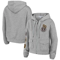 Women's WEAR by Erin Andrews Gray San Diego Padres Full-Zip Hoodie