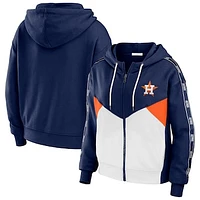 Women's WEAR by Erin Andrews Navy/White Houston Astros  Color Block Full-Zip Hoodie