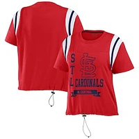 Women's WEAR by Erin Andrews Red St. Louis Cardinals Cinched Colorblock T-Shirt