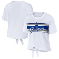 Women's WEAR by Erin Andrews White Los Angeles Dodgers Front Tie T-Shirt