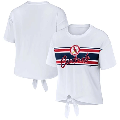 Women's WEAR by Erin Andrews White St. Louis Cardinals Front Tie T-Shirt