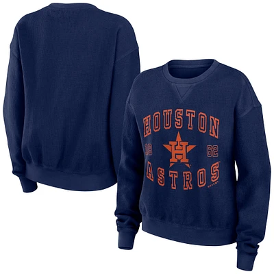 Women's WEAR by Erin Andrews Navy Houston Astros Vintage Cord Pullover Sweatshirt