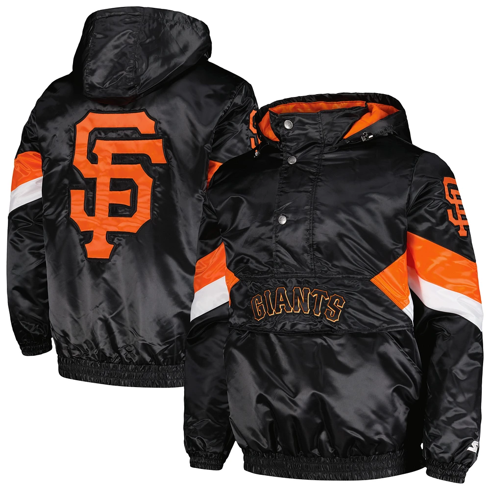 Men's Starter Black San Francisco Giants Force Play II Half-Zip Hooded Jacket