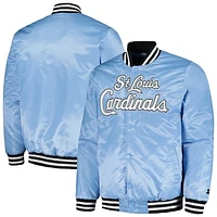 Men's Starter Light Blue St. Louis Cardinals Cross Bronx Fashion Satin Full-Snap Varsity Jacket