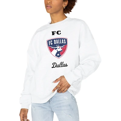 Women's Gameday Couture  White FC Dallas Premium Fleece Drop Shoulder Pullover Sweatshirt