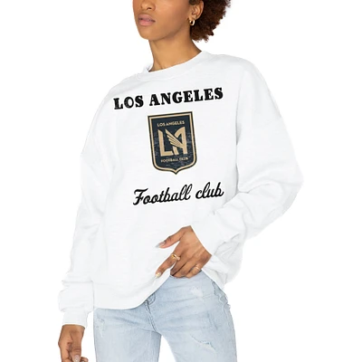 Women's Gameday Couture  White LAFC Premium Fleece Drop Shoulder Pullover Sweatshirt