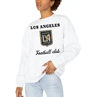 Women's Gameday Couture  White LAFC Premium Fleece Drop Shoulder Pullover Sweatshirt