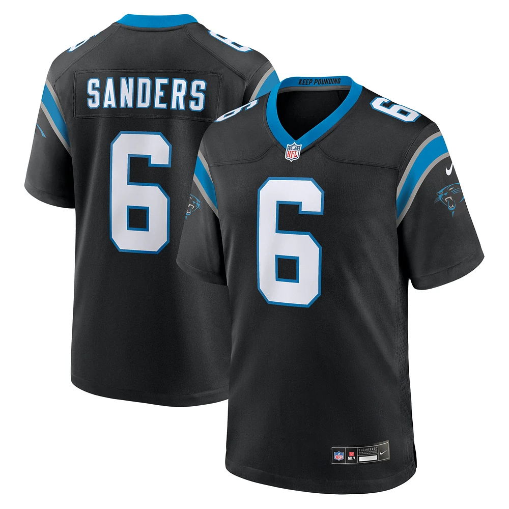 Men's Nike Miles Sanders Black Carolina Panthers Game Player Jersey