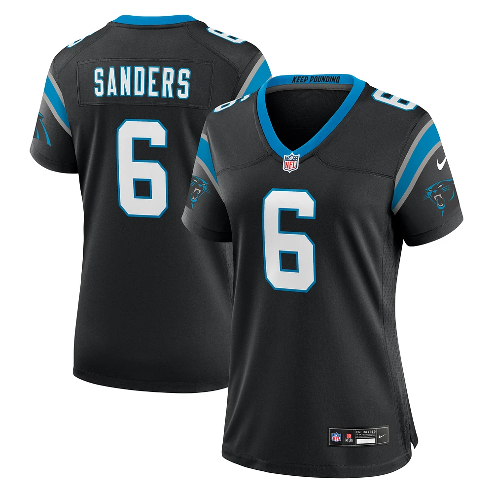 Women's Nike Miles Sanders Black Carolina Panthers Game Player Jersey