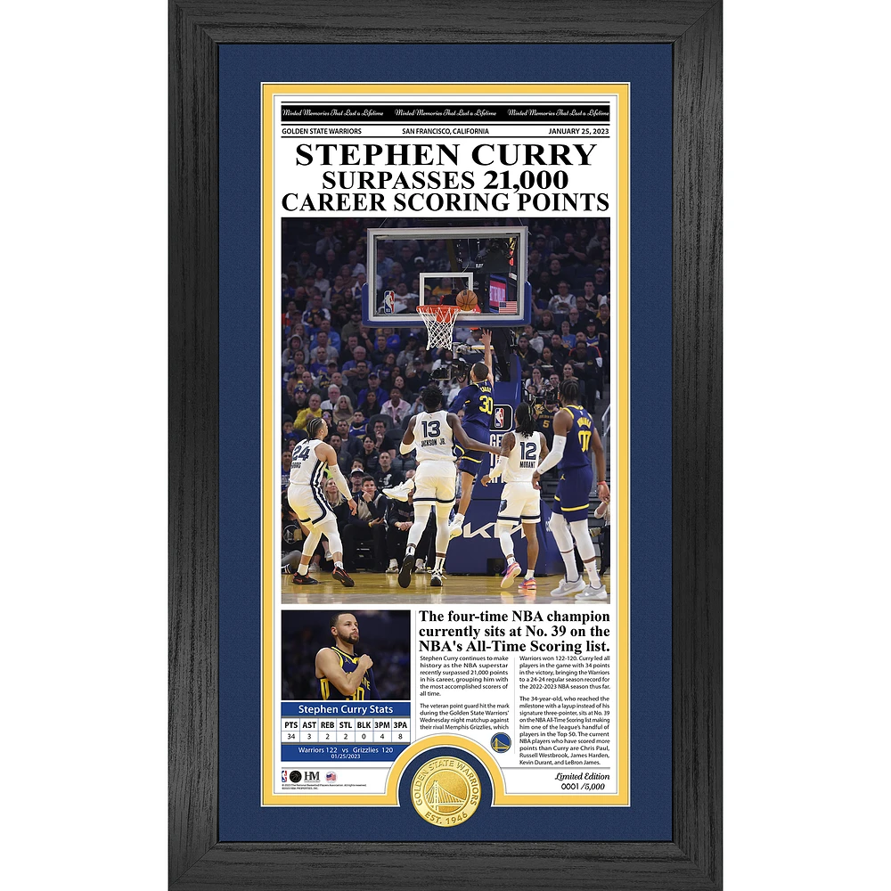 The Highland Mint Stephen Curry Golden State Warriors 12" x 20" Newspaper Front Page Bronze Coin Photo Mint