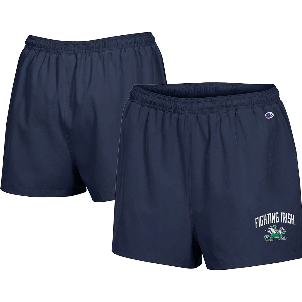 Women's Champion Navy Notre Dame Fighting Irish Football Fan High Waist Shorts