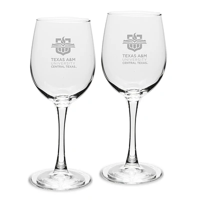 Texas A&M Central Texas Warriors 12oz. Two-Piece Traditional White Wine Glass Set