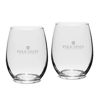 Polk State College Eagles Two-Piece 15oz. Stemless Wine Glass Set