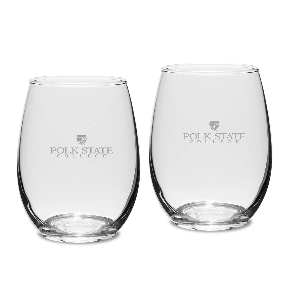 Polk State College Eagles Two-Piece 15oz. Stemless Wine Glass Set