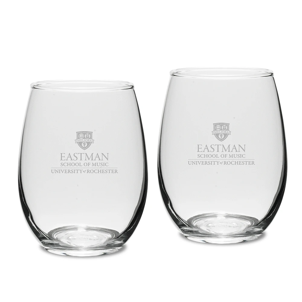 Rochester Yellow Jackets Two-Piece 15oz. Stemless Wine Glass Set