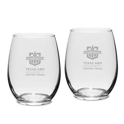 Texas A&M Central Texas Warriors Two-Piece 15oz. Stemless Wine Glass Set