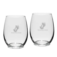 William Jewell Cardinals Two-Piece 15oz. Stemless Wine Glass Set