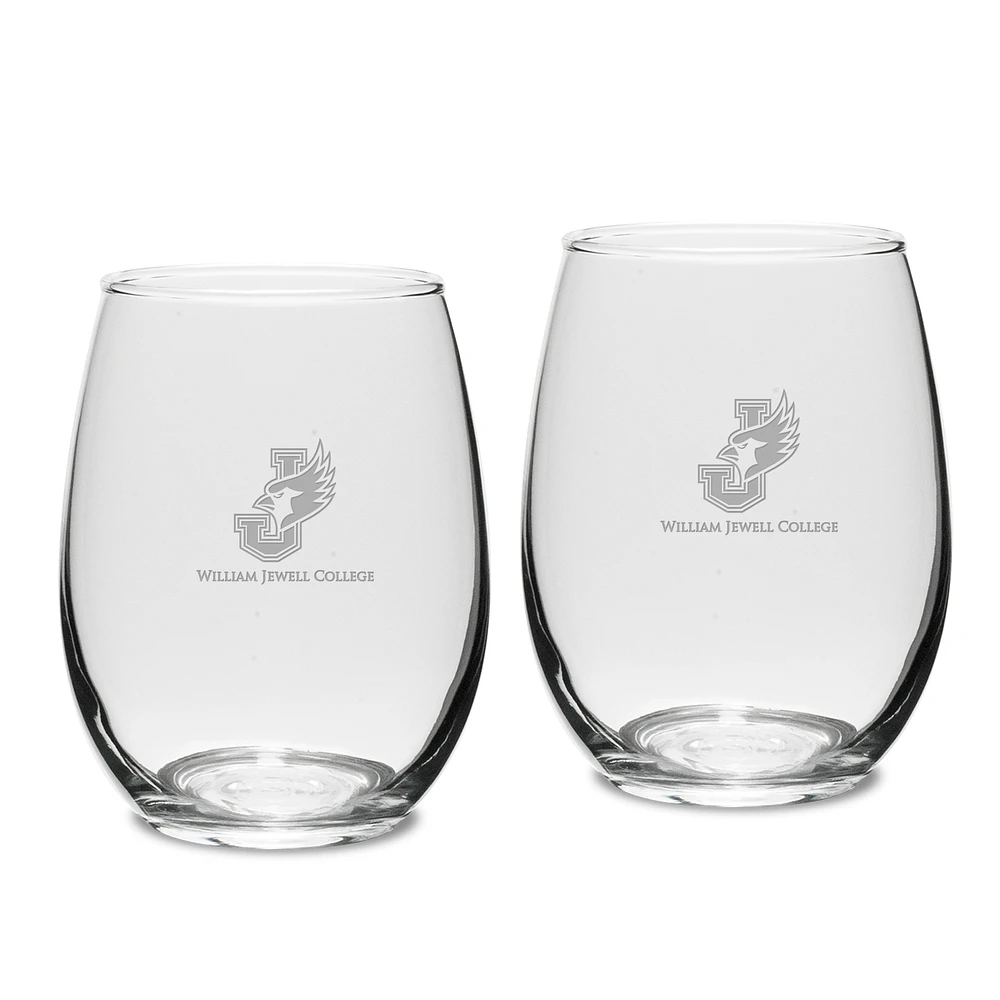 William Jewell Cardinals Two-Piece 15oz. Stemless Wine Glass Set