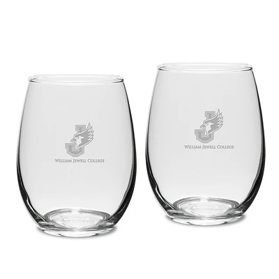 William Jewell Cardinals Two-Piece 15oz. Stemless Wine Glass Set