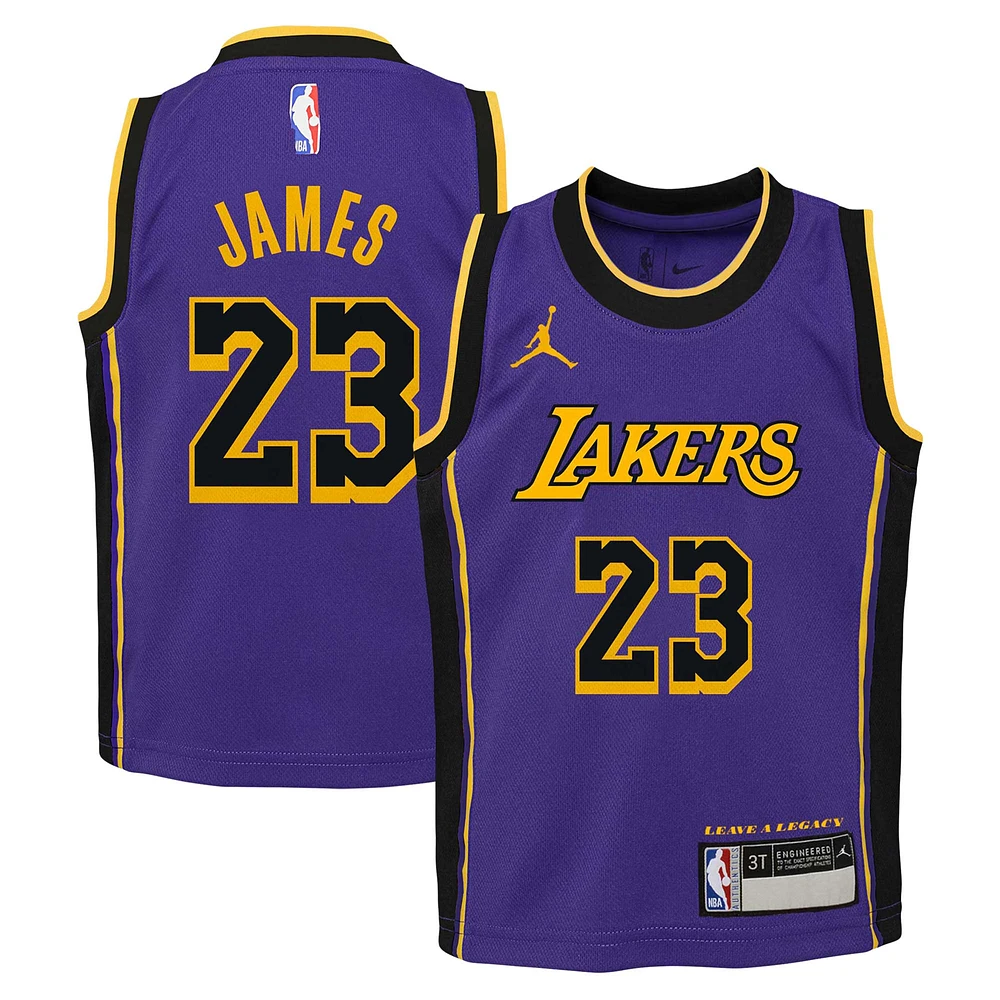 Preschool Jordan Brand LeBron James Purple Los Angeles Lakers 2022/23 Dri-FIT Replica Jersey - Statement Edition