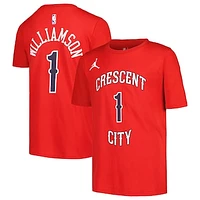 Youth Jordan Brand Zion Williamson Red New Orleans Pelicans Name & Number Statement T-Shirt