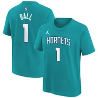 Youth Jordan Brand LaMelo Ball Teal Charlotte Hornets Icon Name & Number T-Shirt