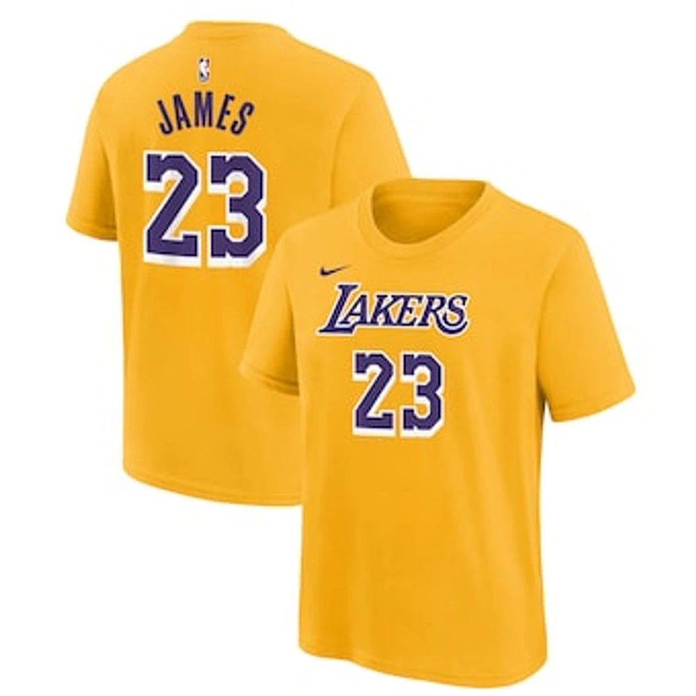 Youth LeBron James Gold Los Angeles Lakers Icon Name & Number T-Shirt