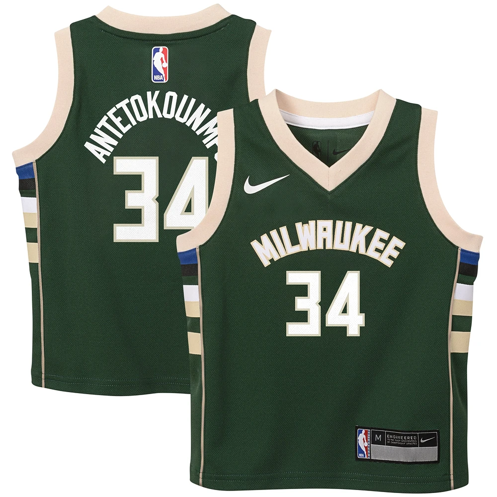 Preschool Nike Giannis Antetokounmpo Hunter Green Milwaukee Bucks Swingman Player Jersey - Icon Edition