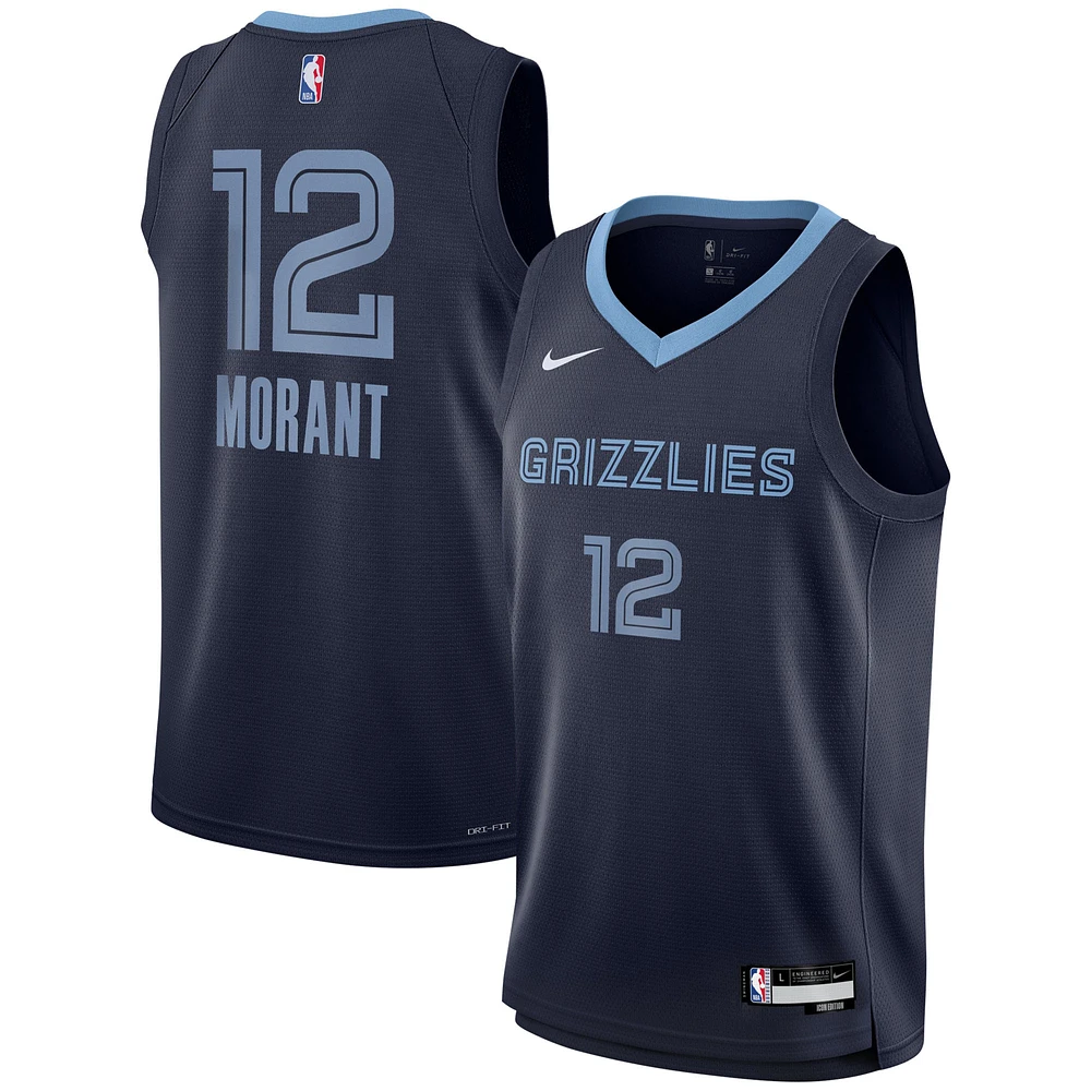 Youth Nike Ja Morant Navy Memphis Grizzlies Swingman Jersey - Icon Edition