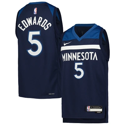 Youth Nike Anthony Edwards Navy Minnesota Timberwolves Swingman Jersey - Icon Edition