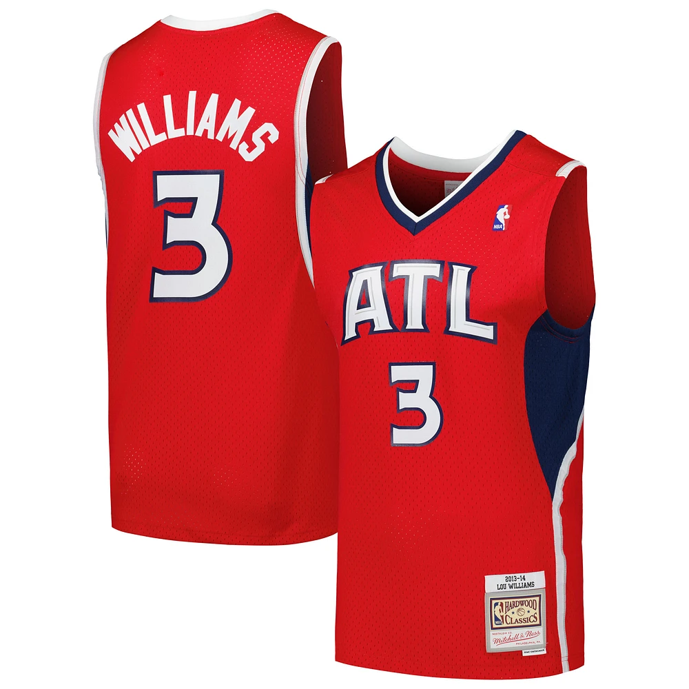 Men's Mitchell & Ness Lou Williams Red Atlanta Hawks 2013/14 Hardwood Classics Swingman Jersey