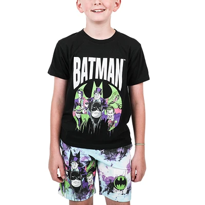 Youth Black Batman T-Shirt & Short Sleep Set