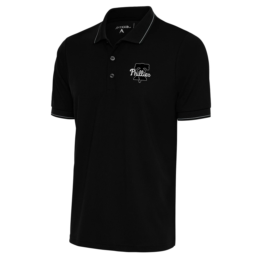 Men's Antigua Black Philadelphia Phillies Metallic Affluent Polo