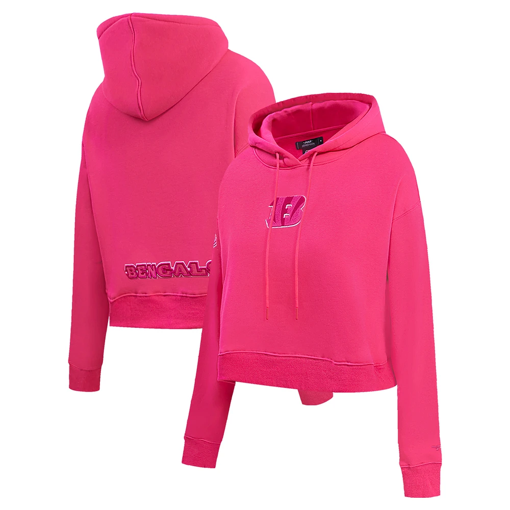 Women's Pro Standard Cincinnati Bengals Triple Pink Cropped Pullover Hoodie