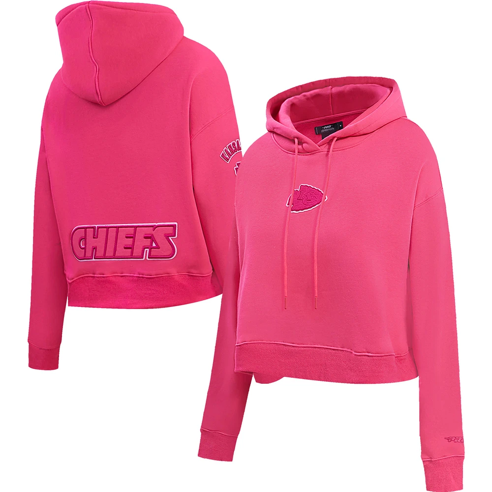 Women's Pro Standard Kansas City Chiefs Triple Pink Cropped Pullover Hoodie