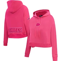 Women's Pro Standard Kansas City Chiefs Triple Pink Cropped Pullover Hoodie