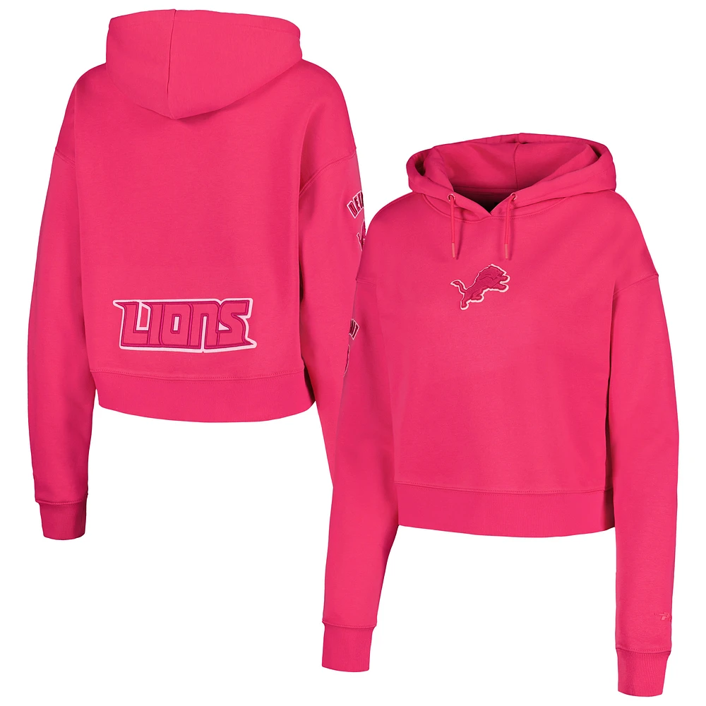 Women's Pro Standard Detroit Lions Triple Pink Cropped Pullover Hoodie