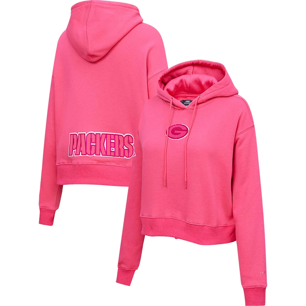 Women's Pro Standard Green Bay Packers Triple Pink Cropped Pullover Hoodie