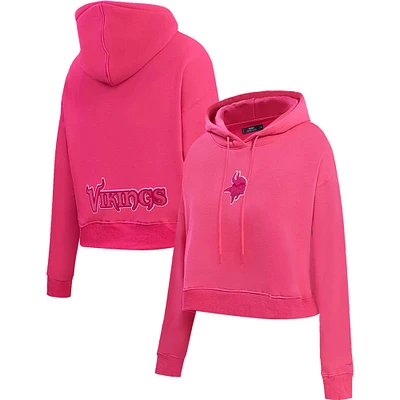 Women's Pro Standard Minnesota Vikings Triple Pink Cropped Pullover Hoodie