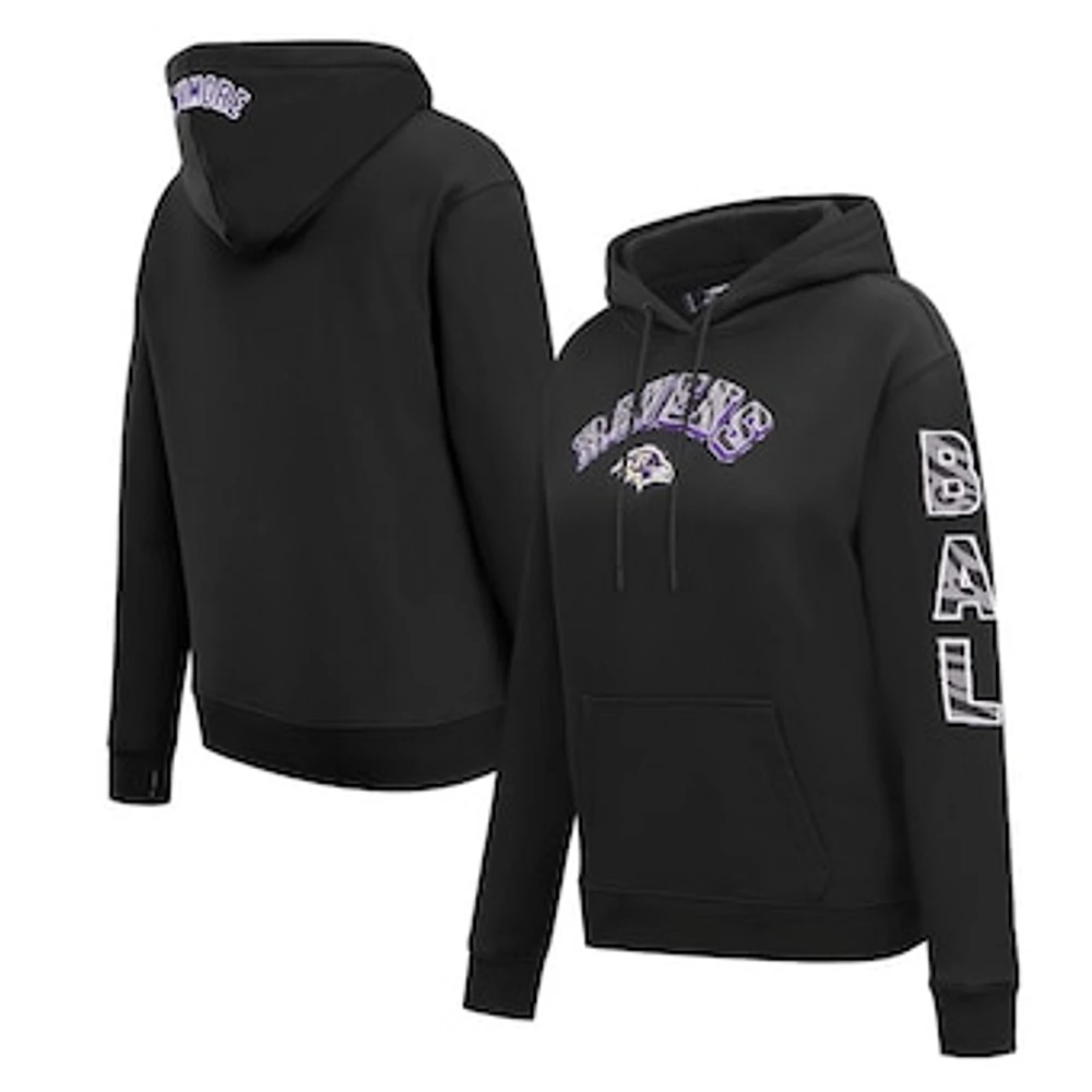 Women's Pro Standard Black Baltimore Ravens Animal Print Fleece Pullover Hoodie