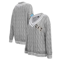 Women's Pro Standard  Heather Gray Detroit Lions Prep V-Neck Pullover Sweater